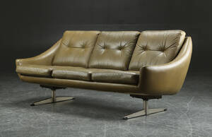 Tre-pers. sofa med shakerstel, læder, 1960erne, 