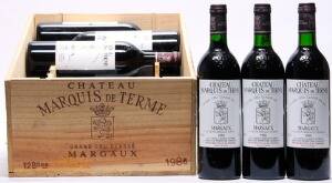 12 bts. Château Marquis de Terme, Margaux. 4. Cru Classé 1986 A-AB bn. Owc.