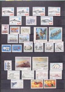 Grønland. 1935-1999. Komplet samling pånær få incl. bedre hæfter og miniark. Pålydende ca. 2000 kr. Se fotoudsnit