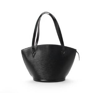 Louis Vuitton taske af sort skind, gråt foer og forgyldt lynlås. Model St. Jacques. Originalkvittering medfølger.