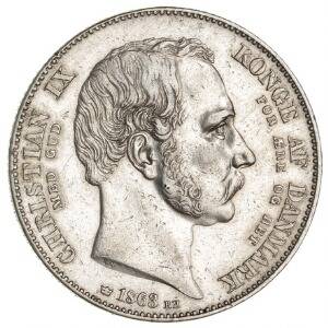 Christian IX, 2 rigsdaler 1863, H 3 - slået i anledning af tronskiftet