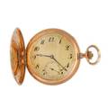 Dobbeltkapslet lommeur af 14 kt. guld. Ca. 1910-1920. Vægt ialt 77 gr. Kassediam. 53 mm.
