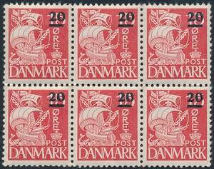 1940. Provisorium. 2015 øre, rød. Postfrisk 6-BLOK. AFA 5100