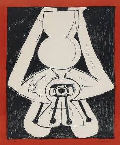 Roberto Matta Komposition, 1955. Sign. Matta, E.A. Litografi i farver. Lysmål 59 x 49,