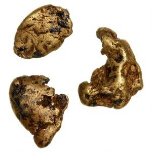 Gold nuggets 3 stk., samlet vægt 4,80 g