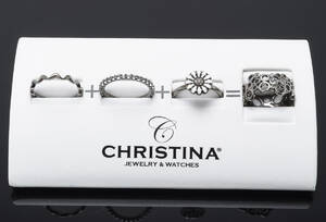 Christina Watches, 4 ringe af oxideret sterling sølv, str. 59