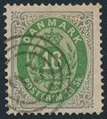 1870. 16 sk. grågrøn. Flot mærke med nr.stempel 93 STOREHEDINGE