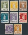 1905-1915. 8 stemplede Pakkeporto 1 kr. orange med fold. AFA 6205