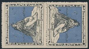 1913. Jul. Thorvaldsen. 2 aur. Postfrisk TÉTÉ BÉCHE parstykke.