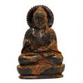 Buddhafigur udført i tigerøje. Vægt ca. 876 g. Ca. 2013.