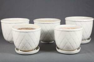 YTTERFODER, 5 ST 32, RÖRSTRAND, 1900-TAL, VITGLASERADE, 3 ST MED FAT, HÖ 15 RESP 12 CM