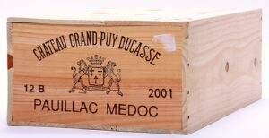 12 bts. Château Grand Puy Ducasse, Pauillac. 5. Cru Classé 2001 A hfin. Owc.