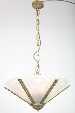 TAKARMATUR, 192030-TAL, BRONS OCH GJUTET GLAS AV DEKOR AV BLOMMOR, TOTALHÖJD 92, DIAM 50 CM