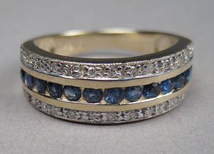 Safir- og diamantring