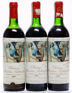 3 bts. Château Mouton Rothschild, Pauillac. 1. Cru Classé 1973