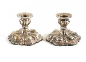 Ljusstakar ett par, silver, rokokostil, 1900-tal