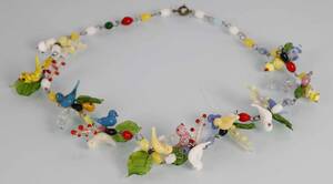 Halskæde med glasfugle
