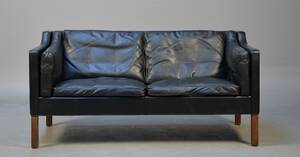 Børge Mogensen. To-personers sofa, model 2212 i sort læder