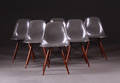 Charles Eames 1907- 1978. Sæt på seks skalstole, mellemgrå 6
