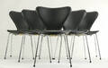 Arne Jacobsen. Seks Syveren stole, sort læder, model 3107 6