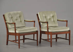Par hvilestole, hynder betrukket med velour, 1900-tallet 2 Denne auktion er annulleret2004322