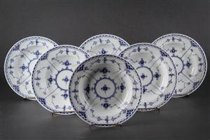 Kgl P. Musselmalet Halvblonde seks dybe tallerkner 6