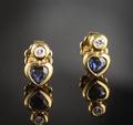 Ohrstecker in Gelbgold mit brillanten und Saphiren, Paar  2 