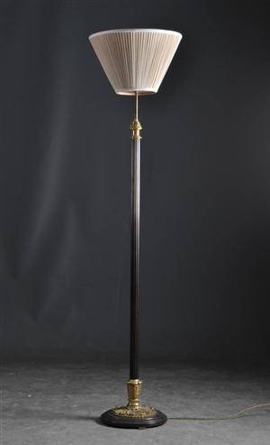 Uplight 1900-tal, mässing med tygskärm