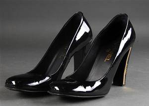 Chanel sko af sort laklæder str 39½ 