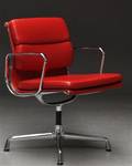 Charles Eames. Soft Pad armstol, Model EA-207, Ferrari rødt læder, Full Leather