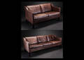 Mogens Hansen. Tre-pers. og to-pers. sofa betrukkede med bøffelæder, model 195 2
