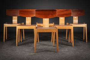 Agner Christoffersen og Egon Bro. Seks stole produceret til KB hallen af Kvetny og sønner møbelfabrik 6 