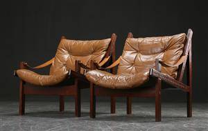 Par lænestole, læder, 1970erne 2