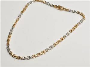 Halskæde af 14 kt. guld og hvidguld