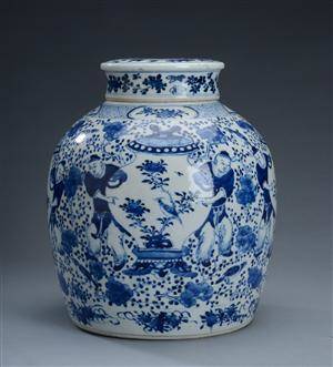 Kinesisk lågkrukke af porcelæn, 18001900-tallet