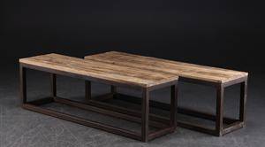 Par 150 cm bredde bænkeborde af genanvendt gammelt træ 2