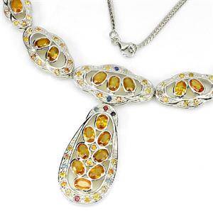 Halskæde, sterling sølv, safirer