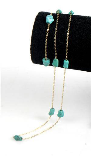 Halscollier samt armlænke m Turkis, 814 kt guld 2