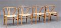 Hans J. Wegner Sæt på fire Y-stole i egetræ 4