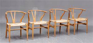 Hans J. Wegner Sæt på fire Y-stole i egetræ 4