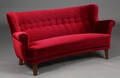 Dansk møbelproducent. Tre-pers. sofa  banansofa, 1940erne. 