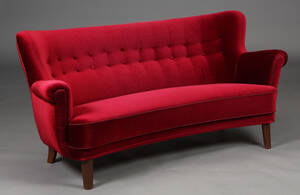 Dansk møbelproducent. Tre-pers. sofa  banansofa, 1940erne. 