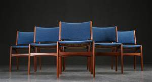 Sæt på seks spisestole, teak, dansk møbelproducent 6