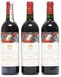 3 bts. Château Mouton Rothschild, Pauillac. 1. Cru Classé 1985 A-AB bn.