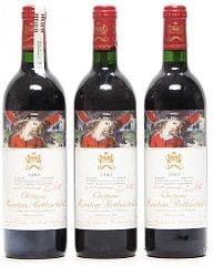 3 bts. Château Mouton Rothschild, Pauillac. 1. Cru Classé 1985 A-AB bn.