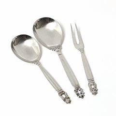 Johan Rohde Kongemønster. Serveringsdele af sterlingsølv. Udført og stemplet hos Georg Jensen. 3