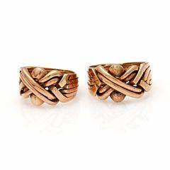 To ringe af 14 kt. guld. Str. 52,5 og 61. Totalvægt ca. 17 gr. 2