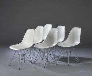 Charles Eames. Et sæt på seks skalstole model DSR 6