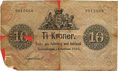10 kr 1886, nr. 9912668, Engelhart  , Sieg 88, Pick A81, opklæbet