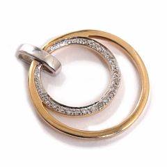 Diamantvedhæng af 14 kt. guld og hvidguld prydet med talrige enkeltslebne diamanter. Vægt ca. 2,5 gr. L. ca. 2,8 cm.